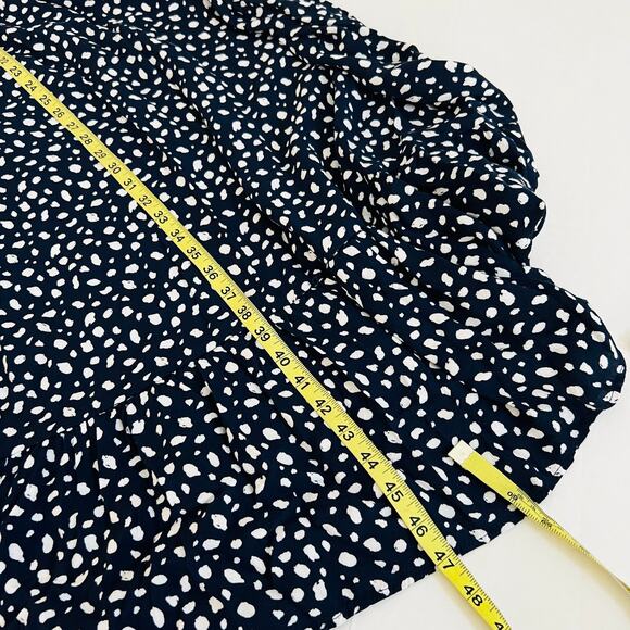 Zara Navy Printed Threw Quarter Sleeve Dress Size L Large - Picture 7 of 8